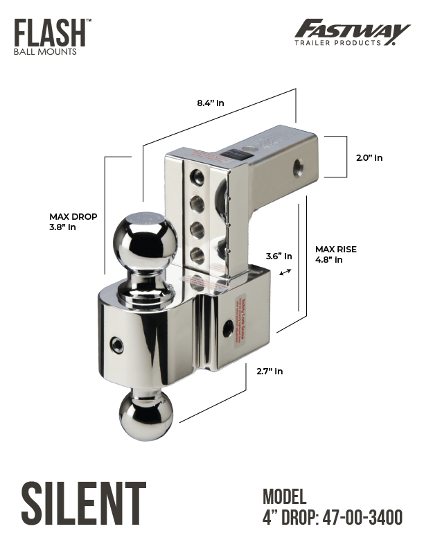 Fastway Flash 6 - Testa Regolabile In Alluminio Per Gancio Traino, Con 2 Sfere Cromate 2' E 2-5/16', Portata 10.000 Lbs, DT-ALBM6600